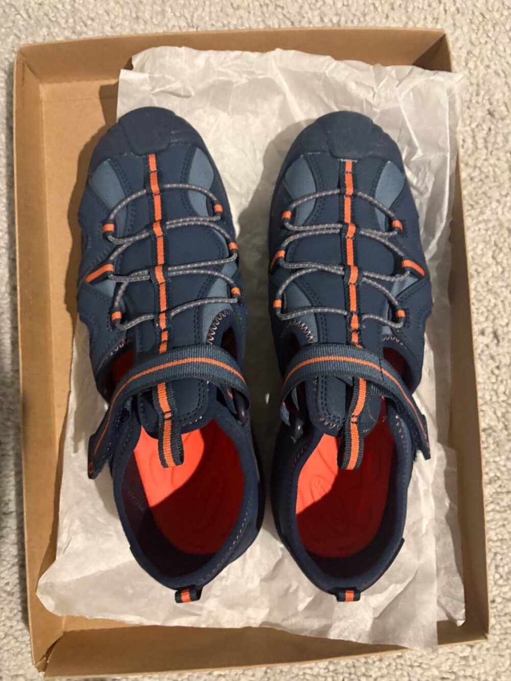 NWT Merrell Big Kid Hydro 2 Sandals Navy Orange Size 7